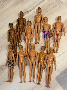 Lot of 12 Male Barbie Ken Dolls Molded Hair